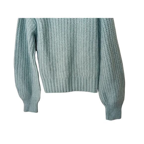 New Evolution by Cyrus Blue Cable Knit Sweater Soft Chunky Pullover SZ M - Picture 7 of 10